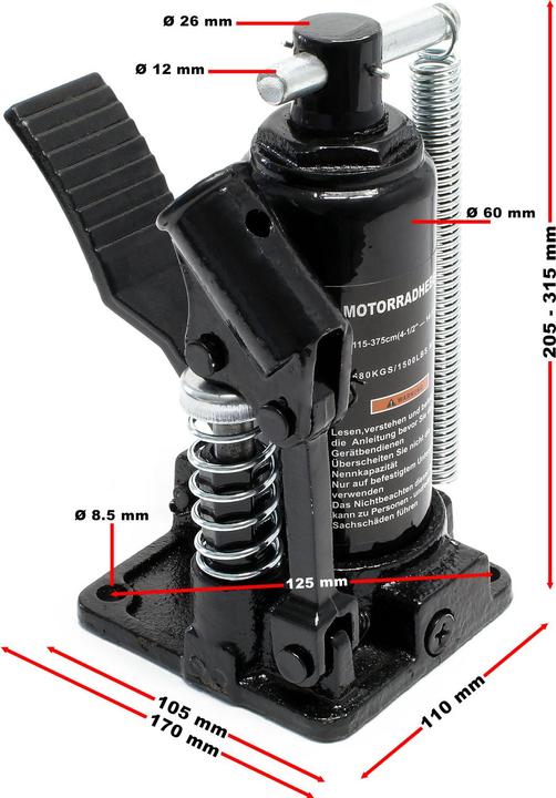 Produktbild Wiltec Ersatzteil Hydraulikzylinder Motorradheber Hydraulik Montagebock Montageständer