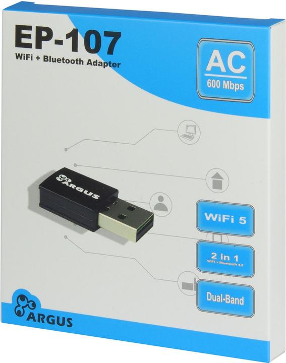 Actual product image Intertec USB Adapter EP-107 Wi-Fi and BT4.2 NT Argus,USB2.0,600Mbps (USB 2.0)