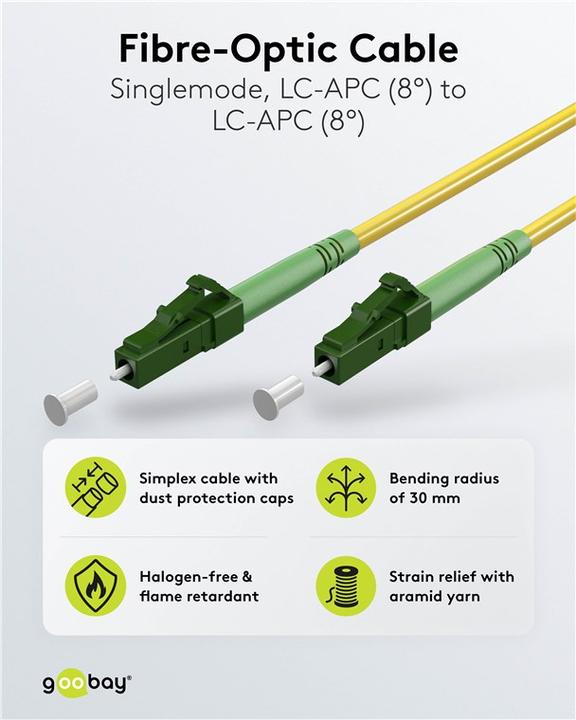Immagine prodotto Goobay Cavo in fibra ottica FTTH, monomodale OS2 Giallo, Giallo Simplex, 25 m (S/UTP, CAT6, 25 m)