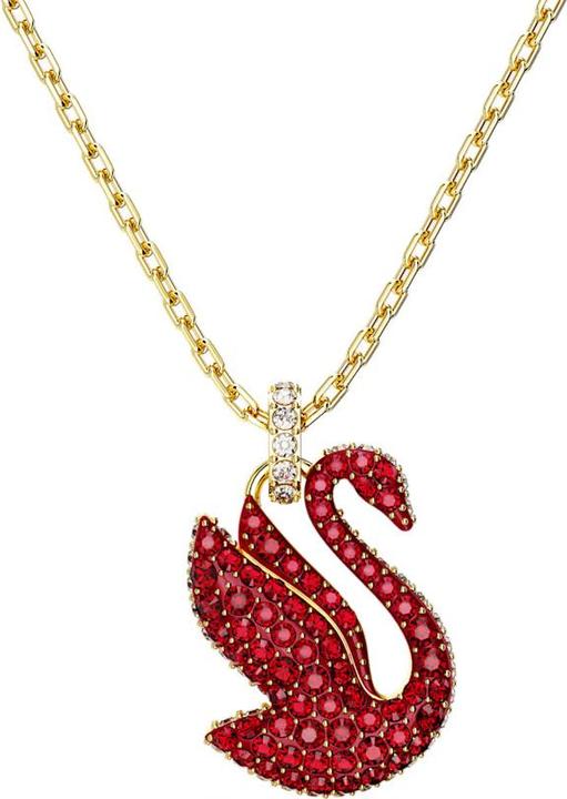 Produktbild Swarovski Iconic Swan Halskette Schwan Mittel Rot Gold (Swarovski Metall, 42 - 47 cm)