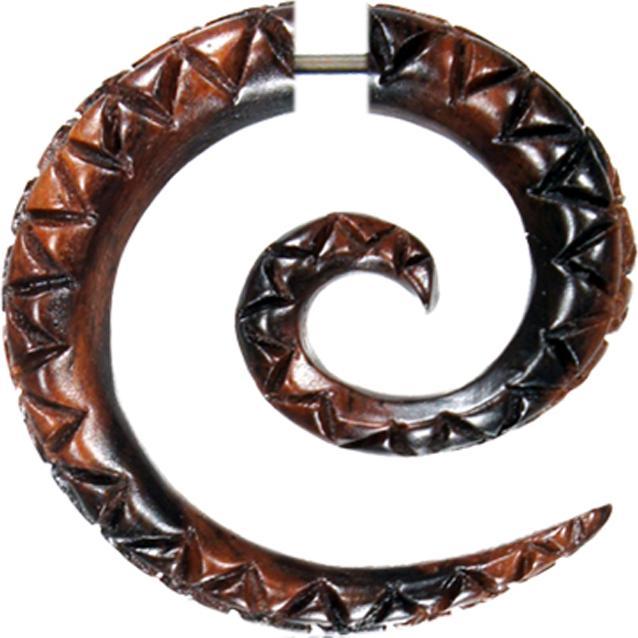 Image du produit Star Piercing Fake Spirale geschnitzt zickzack aus Narra Holz (sans laiton, Organique)