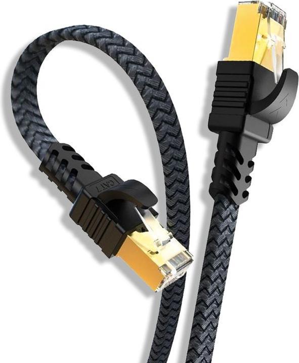 Produktbild Hermex Netzwerkkabel Flachkabel Ethernet LAN Kabel RJ45 Cat. 7 (U/UTP, CAT7, 8 m)