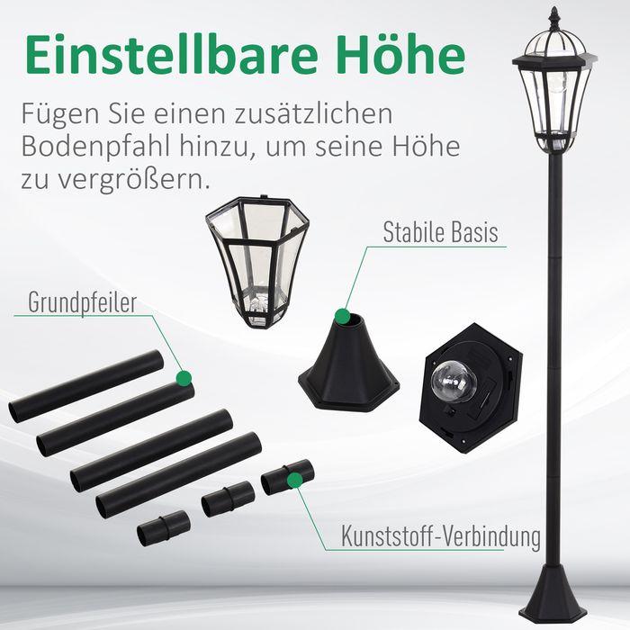 Actual product image Swisshandel24 Solar garden lantern, set of 2, garden light, path light with LED, 6-8 hrs, stainless steel black (IP44)