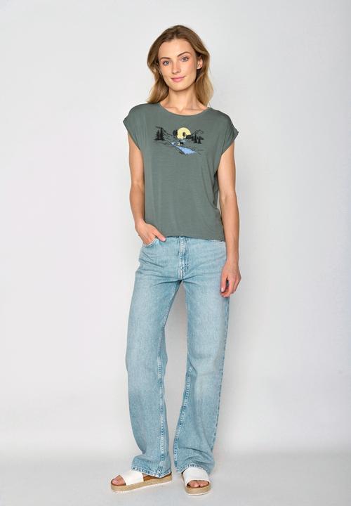 Actual product image Greenbomb Women's Nature Deer River Timid Top (L)