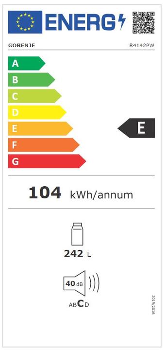 Etichetta energetica Gorenje R4142PW (242 l)