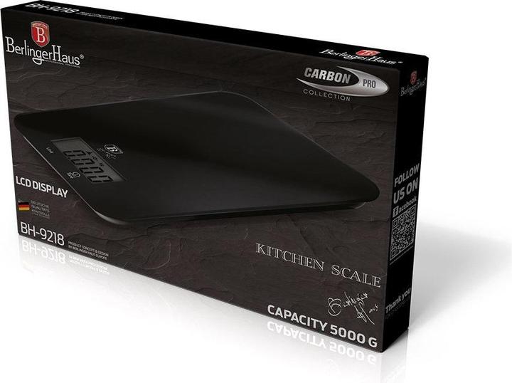 Actual product image BerlingerHaus Digital Kitchen Scale max. 5 kg Metallic Line Carbon Pro Edition