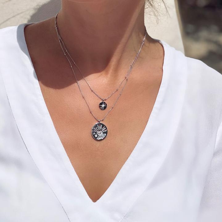 Immagine prodotto Candy Collana con occhi a cuore, argento 925 (Argento 925, 42 - 45 cm)