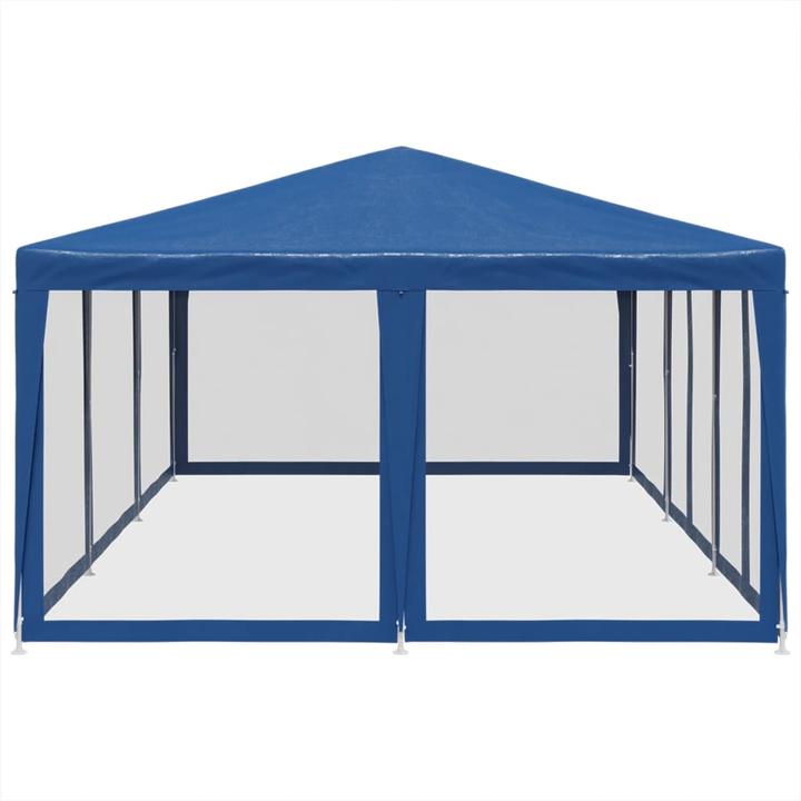 Image du produit VidaXL Partyzelt Pavillon Festzelt mit 10 Mesh-Seitenteilen Blau 6x4m HDPE (600 cm, 400 cm)