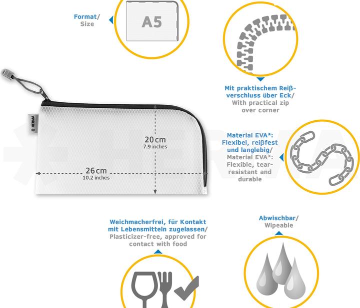 Actual product image Herma A5 zip pocket