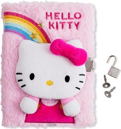 Produktbild Kids Euroswan Hello Kitty Girls 3D Geheimes Tagebuch mit Schloss A5 liniertes Plüsch Notizbuch für die Schule (21 x 15.5 cm)