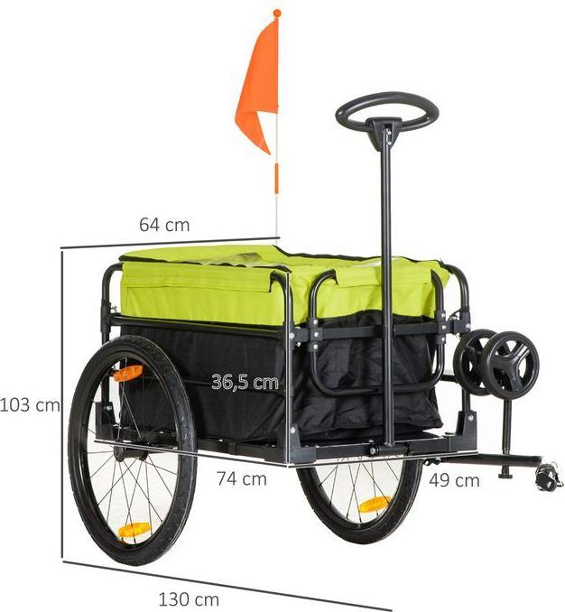 Actual product image Swisshandel24 Goods trailer handcart 130x64x103cm steel black+yellow