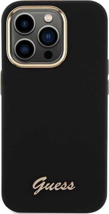 Actual product image Guess GUHCP15LSMBSLK iPhone 15 Pro 6.1" czarny/black hardcase Silicone Script Metal Logo & Frame (Apple iPhone 15 Pro)