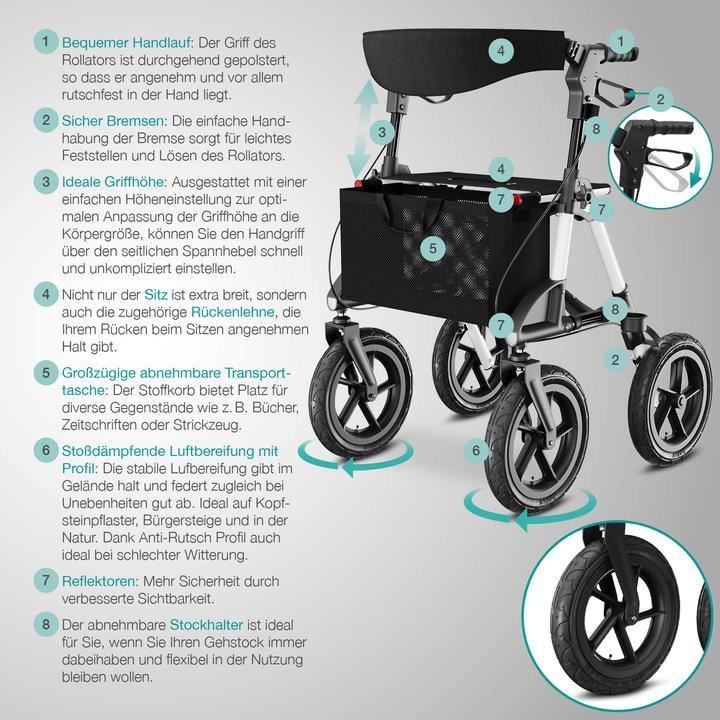 Actual product image Aktivshop Outdoor rollator with pneumatic tyres Comfort