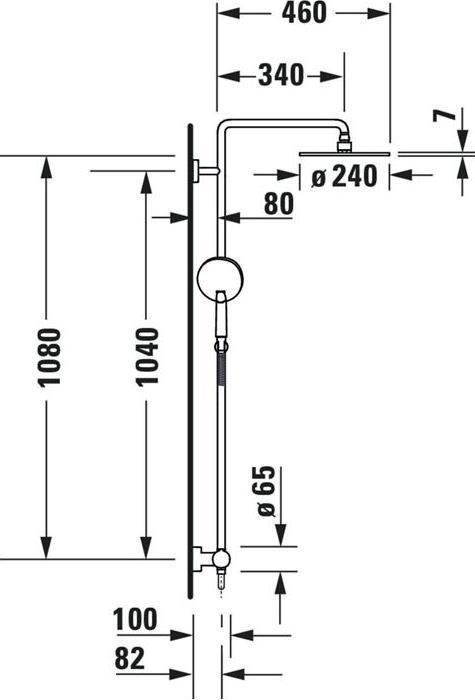 Actual product image Duravit Shower system C.1 with single-lever shower mixer black matt