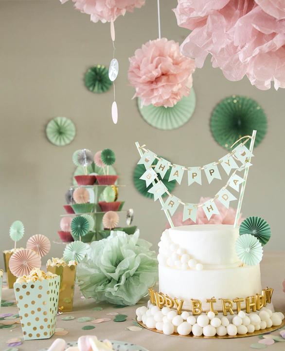 Image du produit I Am Creative Topper pour gâteau Birthday, saumon/argent, 1 pièce