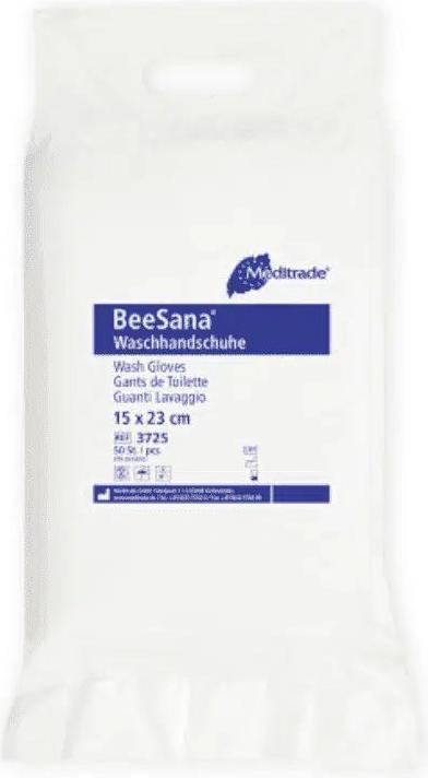 Immagine prodotto Meditrade Guanto di lavaggio unisex monouso BeeSana® bianco 50 pz.