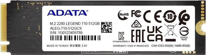Actual product image Adata Legend 710 (512 GB, M.2 2280)