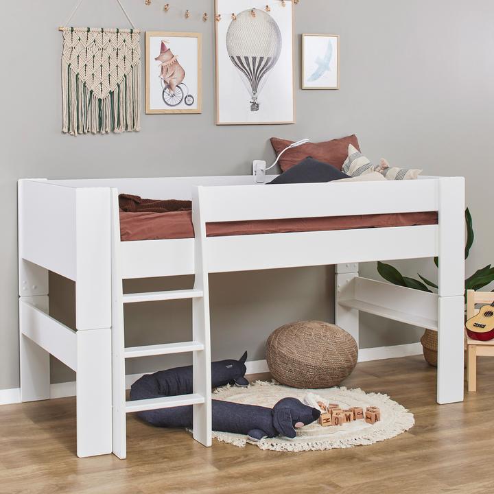 Hoppekids SFK letto mezzo alto 90x200 cm, Bianco (90x200)