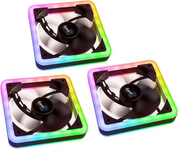 Actual product image AeroCool Edge 14 Pro fan, RGB, 3-pack incl. controller (140 mm, 3 x)
