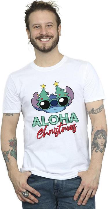 Actual product image Disney Mens Lilo And Stitch Christmas Tree Shades T-Shirt (XL)