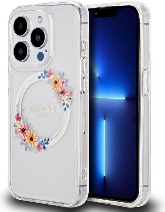 Immagine prodotto Guess GUHMP15XHFWFCT Custodia rigida trasparente per iPhone 15 Pro Max 6,7" IML Flowers Wreatch MagSafe (Apple iPhone 15 Pro Max)
