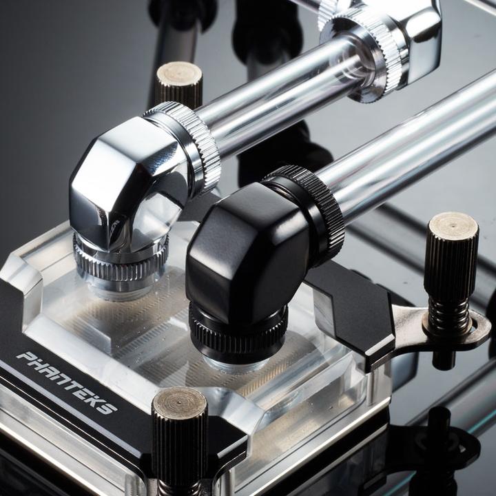 Actual product image Phanteks Glacier Rotary Connector 45 degree G1/4 inch male to 12mm female hardtube - rotatable