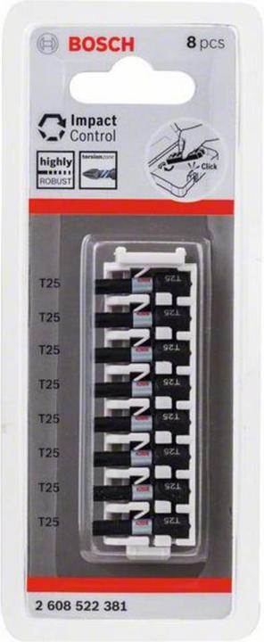 Actual product image Bosch Zubehör PRO Torx Impact Bit, T25, 25 mm, 8 pcs. (Hexagon socket TX M25)