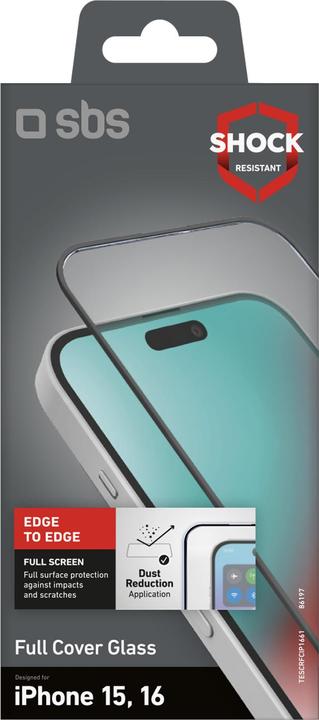 Image du produit SBS Protection d'écran en verre Full Cover pour iPhone 15/ 16 (1 pièce(s), Apple iPhone 16)