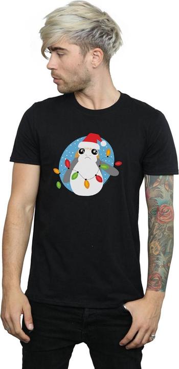Actual product image Star Wars Mens The Last Jedi Porg Christmas Lights T-Shirt (XXL)