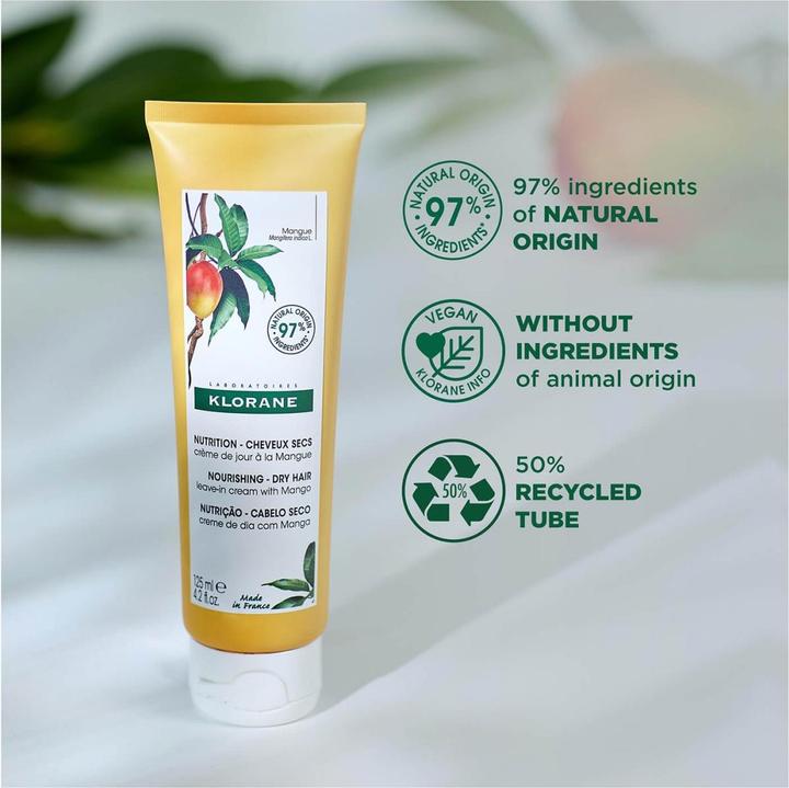 Image du produit Klorane Crème de jour pour les cheveux à la mangue (125 ml)