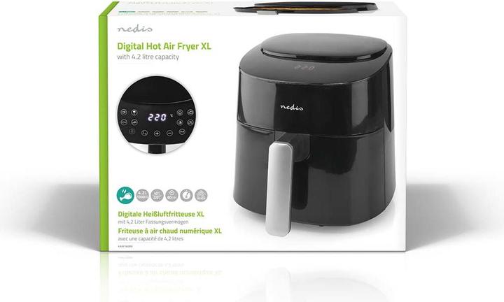 Immagine prodotto Nedis Friggitrice ad aria calda | 4,2 l | Timer: 240 min | Numero di programmi preimpostati: 8 | Digitale (Spina UE)