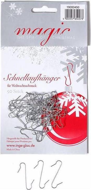 Image du produit Inge’s Glas Christmas Decor Crochet en S 50 pièces, argent (50 -pièce)