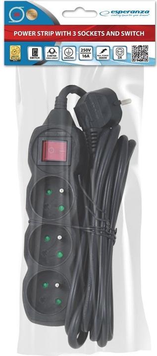 Produktbild Esperanza ELK211K Steckdosenleiste 3GN/3M Schwarz (3 x, CEE 7/5, 3 m)