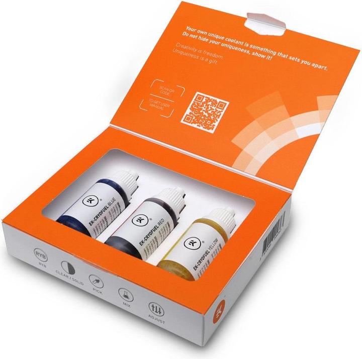 Produktbild EKWB EK-CryoFuel Dye Pack - rot/gelb/blau (Konzentrat)