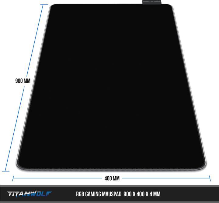 Immagine prodotto Titanwolf Tappetino per mouse da gioco, tappetino per mouse XL RGB 900 x 400 mm, migliora precisione e (XXL)
