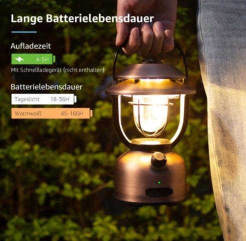 Immagine prodotto Lepro LED Retro Camping-Laterne mit Powerbank-Funktion