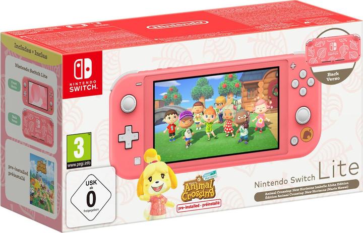 Actual product image Nintendo Switch Lite Animal Crossing: New Horizons Isabelle Aloha Edition