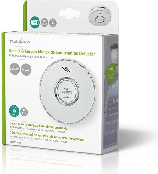 Produktbild Nedis Smoke & Kohlenmonoxid-Alarm | Batteriebetrieben | Batterie Lebensdauer bis zu: 10 Jahre | EN