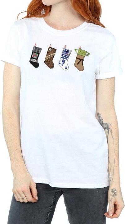Actual product image Star Wars Womens/Ladies Christmas Stockings Cotton Boyfriend T-Shirt (M)