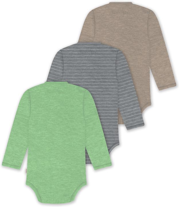 Actual product image Normani Set of 3 baby body wrap long sleeve toddler bodysuit made from merino wool - 9357 (68)