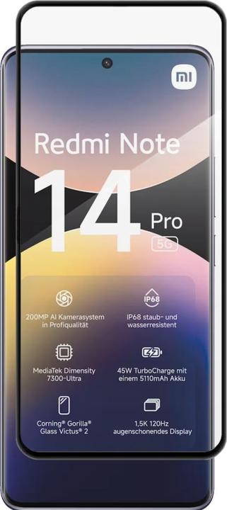 Produktbild Screenguard Full Screen Panzerglas Schutzfolie 2.5D 9H (1 Stück, Xiaomi Redmi Note 14 Pro 5G)