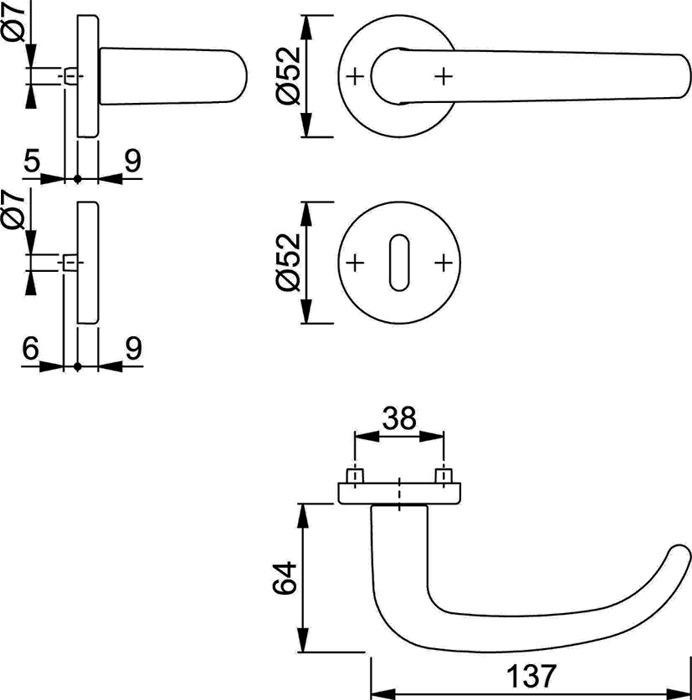 Produktbild Hoppe Drückergarnituren 1301/42KV/42KVS San Francisco (Türgriff)