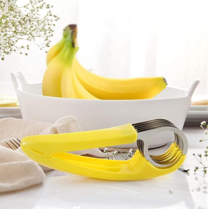 Image du produit ASMI Coupe-banane en acier inoxydable, coupe-fruits, coupe-légumes