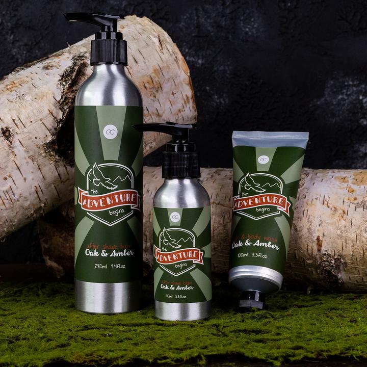 Immagine prodotto Accentra Balsamo dopo barba ADVENTURE COLLECTION in dispenser a pompa in alluminio, 100ml, fragranza: Oak & (Balsamo, 100 ml)