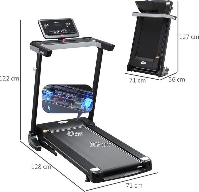 Image du produit Swisshandel24 tapis de course motorisé pour la maison vélo d'appartement appareil de fitness pliable avec 12