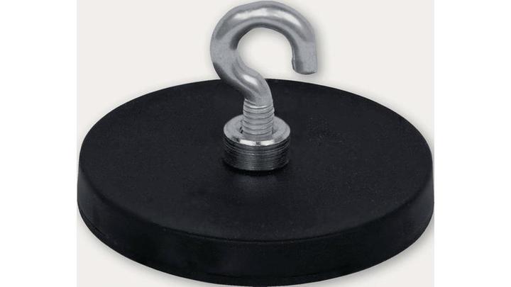 Produktbild Eichner Neodymmagnet Ø 43 mm gummierter Magnet, mit Haken Ø 6,4 mm (5 x)