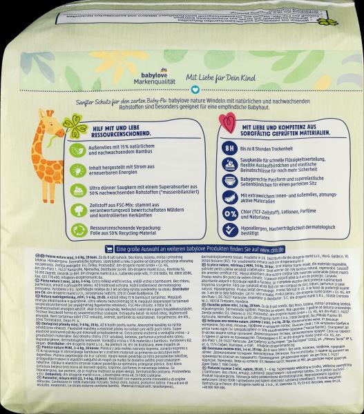Produktbild dm babylove nature Windeln (Gr. 2, Tragepack, 28 Stück)