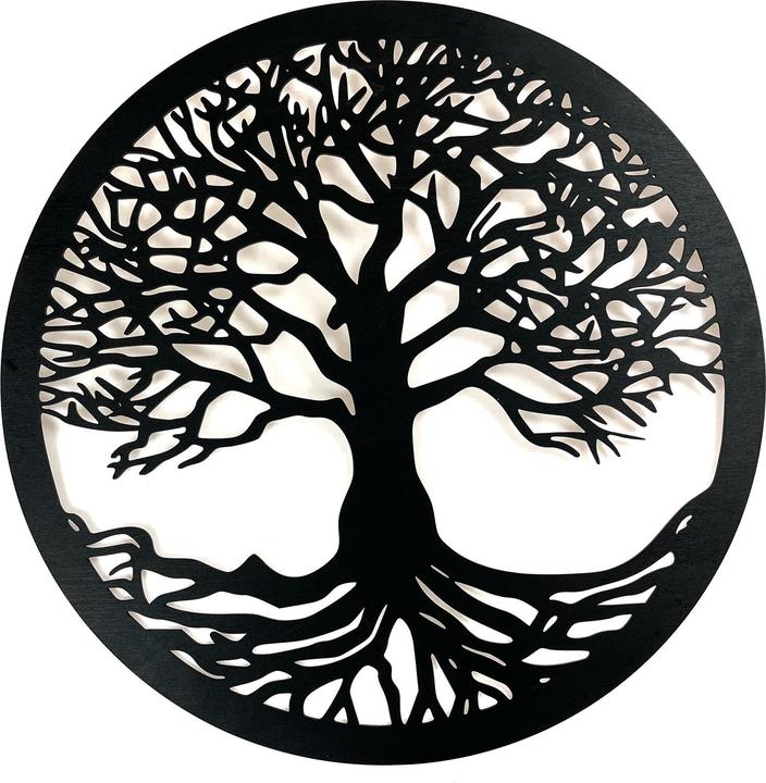 Holzecke Baum des Lebens Wandkunst schwarz (45 x 45 cm)
