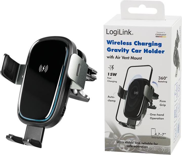 Image du produit LogiLink Support de chargement sans fil pour smartphone dans l'aération du véhicule