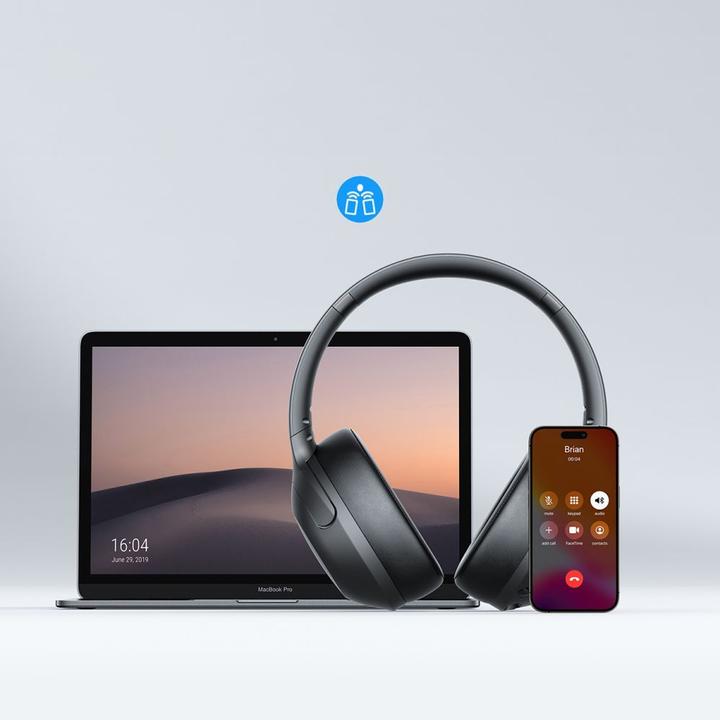 Actual product image Joyroom J-Head Series JR-JH2 Hybrid ANC Wireless Headphones-Black (ANC, 100 h, Cable)